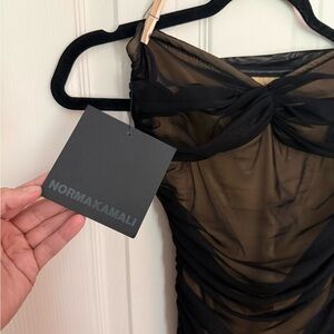 Norma Kamali Ruched Strapless Dress